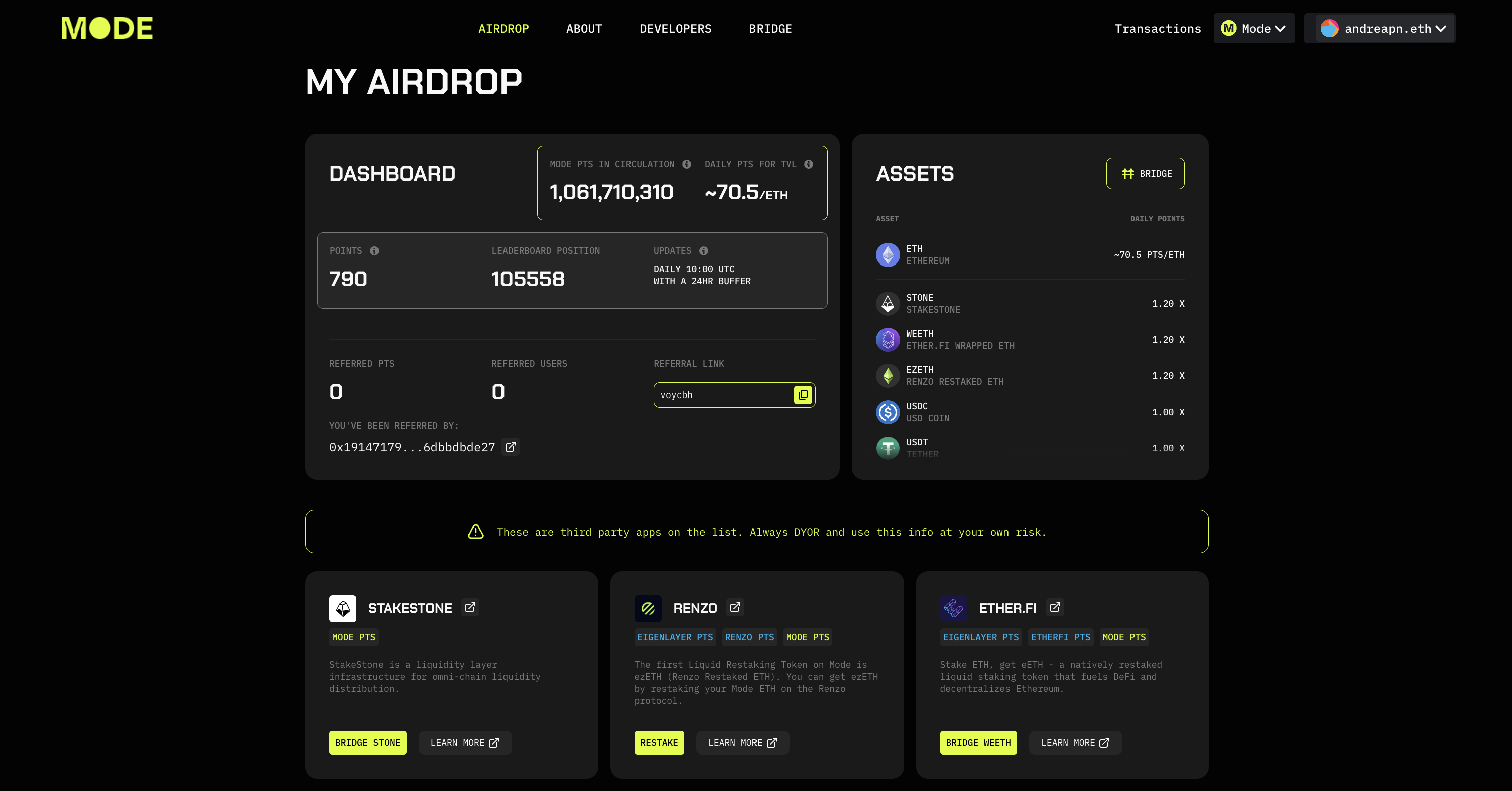 Mode Airdrop Page
